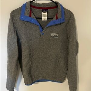 Men's Vintage Gray and Blue Patagonia Sweater